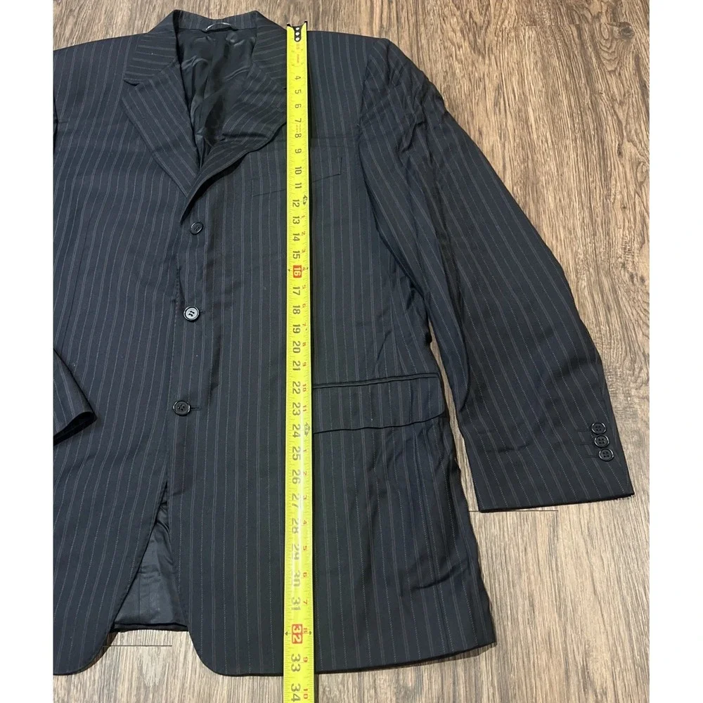 Canali Super 120s Pure Wool Men's Blazer Navy Pinstripe Size 54 Long Italy